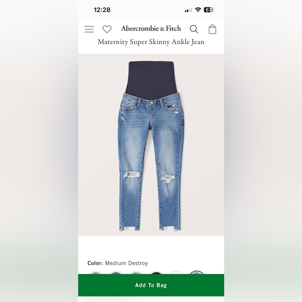 Abercrombie maternity jeans skinny destroyed